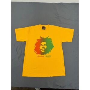 Vtg Zion Rootswear Bob Marley Freedom Fighter Yellow Graphic T-Shirt Mens M 2004